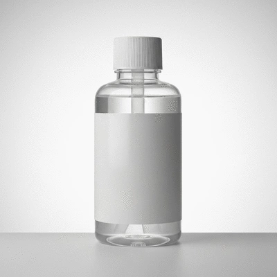 Close-up of a bottle of chemical lice treatment on a clean white background