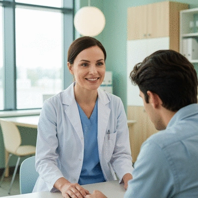 Pediatrician consulting with parent about lice