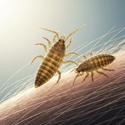 Microscopic view of head lice with chemical resistance
