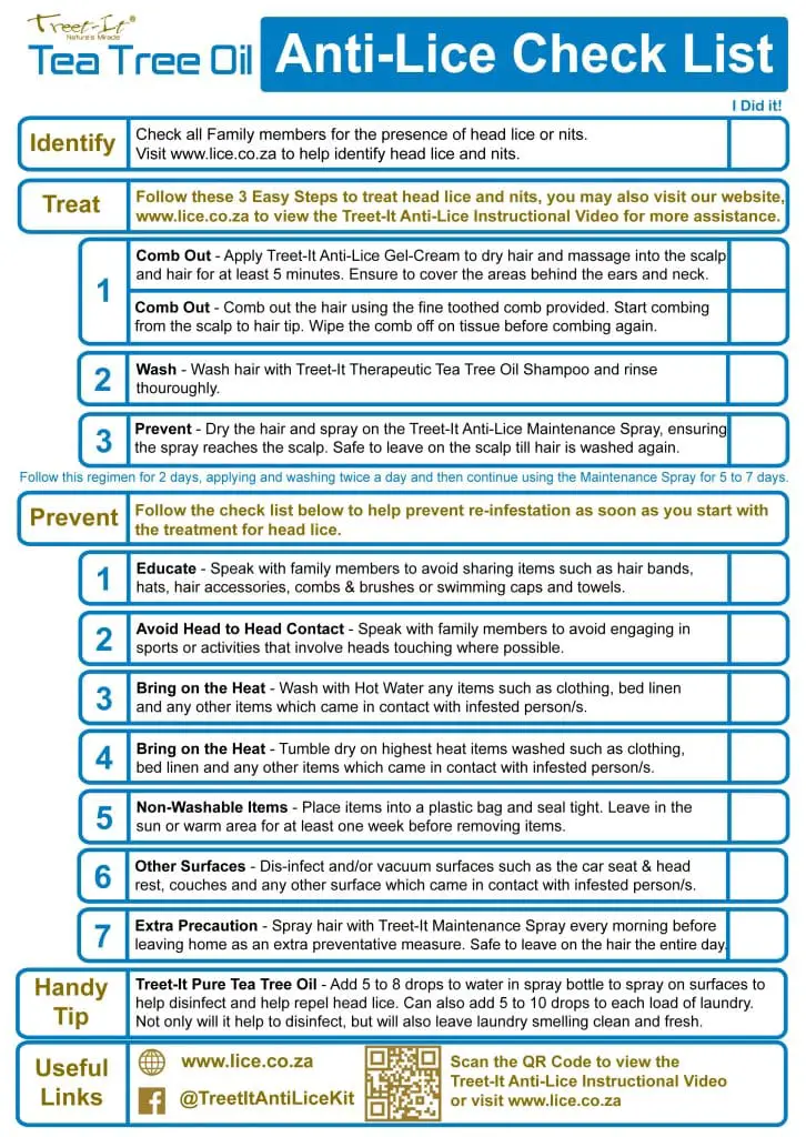 Lice Prevention Checklist For Families