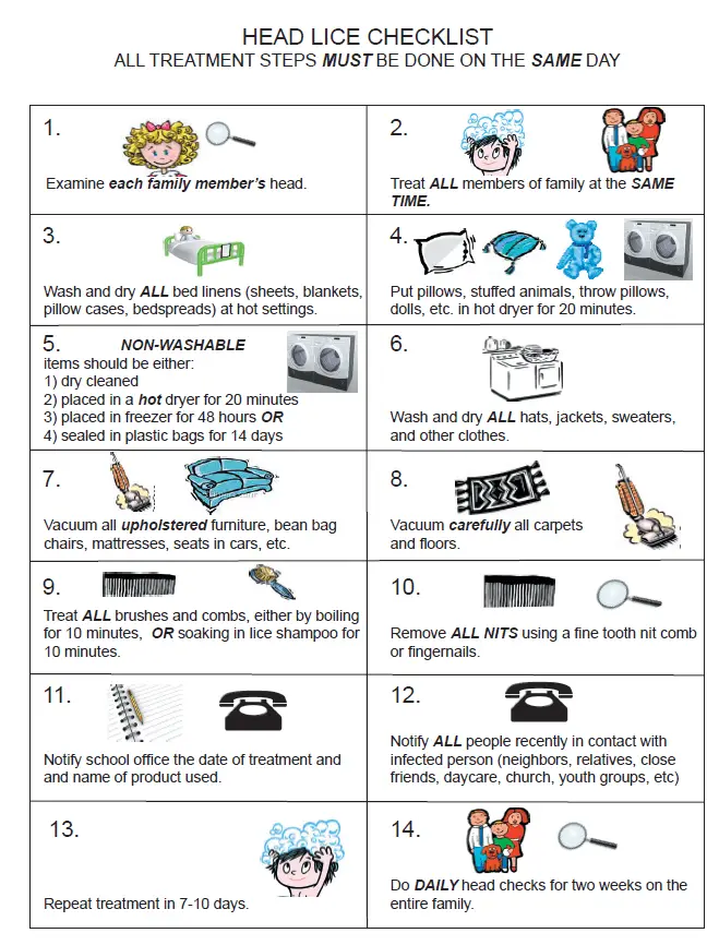 Lice Prevention Checklist For Families